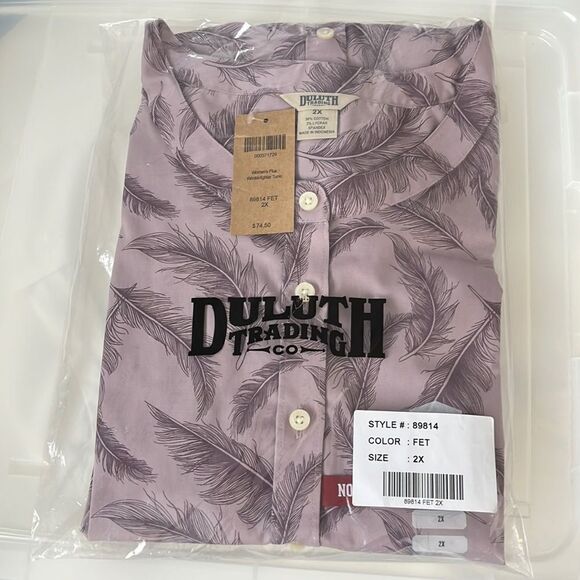 Duluth Trading Shirt Womens 2X Purple Wrinklefighter Tunic Top Blouse‎ - Picture 2 of 7